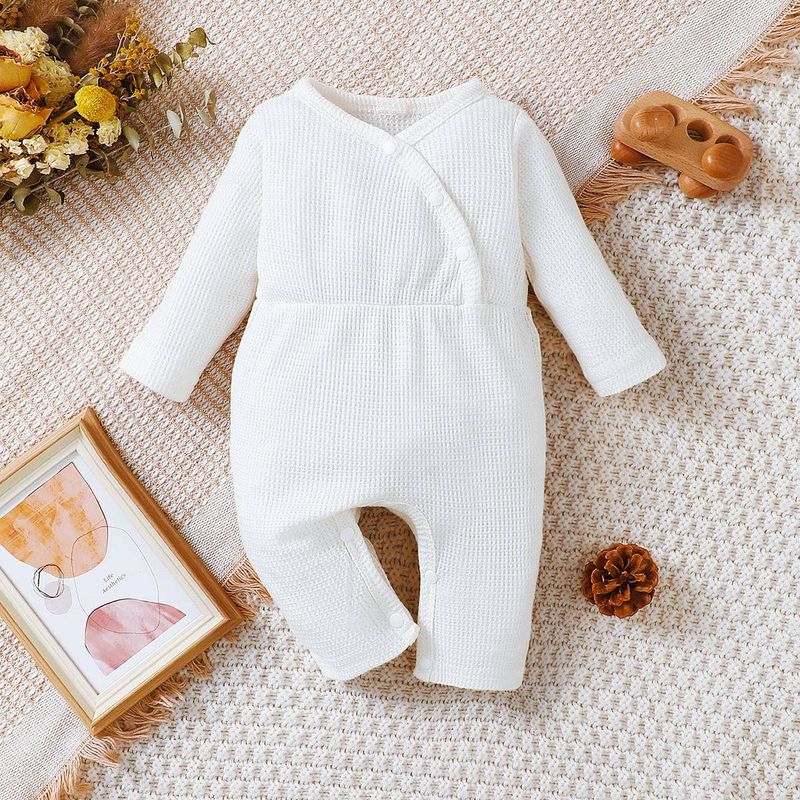 Kids’ Clothing Ins Popular Baby Girl Jumpsuit Solid Color Long Sleeve Long Leg Romper_voghion.com