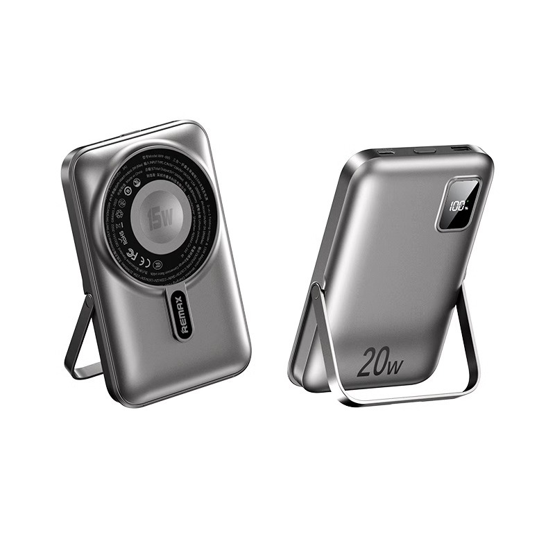 REMAX 3-in-1 Magnetic Power Bank With Foldable Stand - 10000mAh Fast Wireless Charger_voghion.com