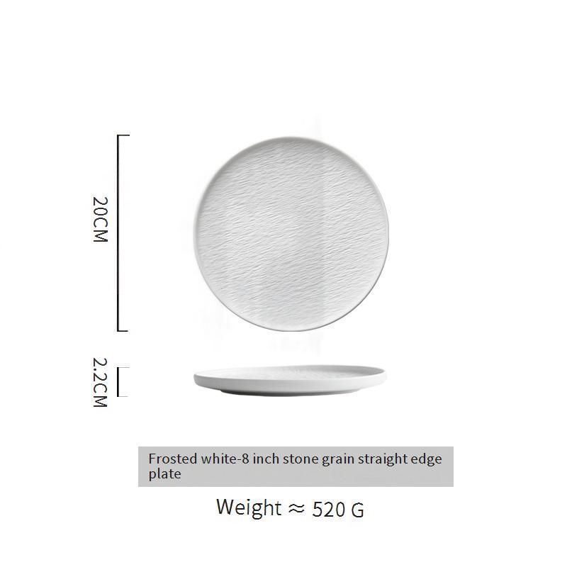 Marble Stone Steak Plate Set - White Ceramic Dinner Plates For Restaurant & Home Elegant Shallow Dishes (Set Of 4 Dishwasher & Microwave Safe)​_voghion.com