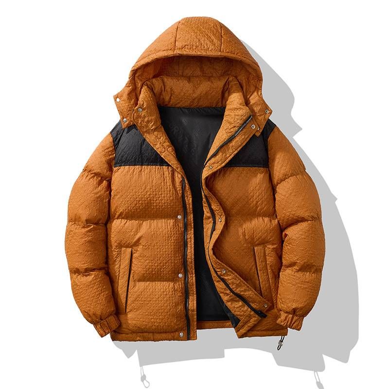 Men's Clothing Men's Puffer Jacket With Color Block Design, Lightweight Winter Coat, Hooded Quilted Short Jacket For Casual Streetwear​_voghion.com