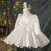 Elegant Princess Flower Girl Dress For Girls – White Short Sleeve Formal Gown For Weddings, Birthday Parties & Piano Recitals (80-130cm)_voghion.com