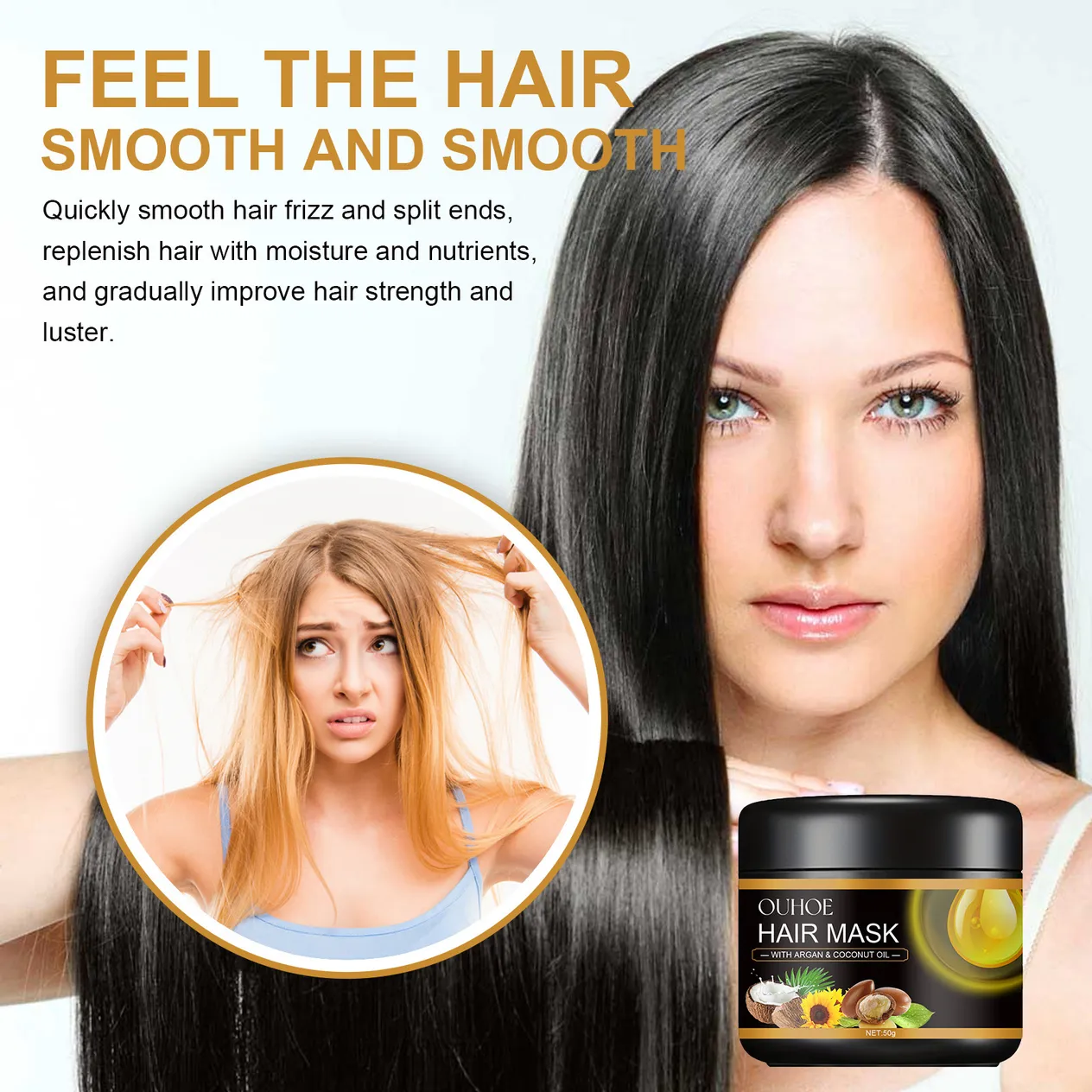 Keratin Hair Mask Repair Damaged Dry Frizzy Curly Hair Treatment Straighten Soft Smooth Shiny Moisturize Nourish Hair Care Cream_voghion.com