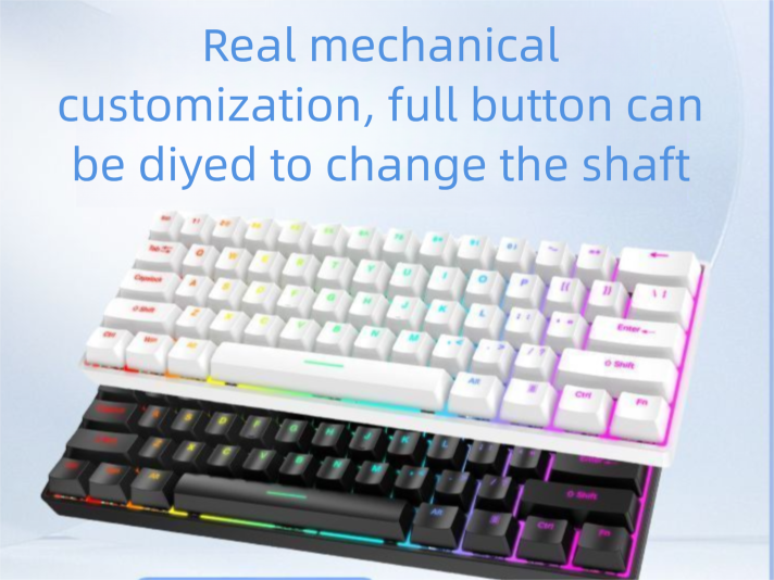 Teclado mecánico VRTK de 61 teclas RGB con interruptores intercambiables en caliente y personalizable para oficina y juegos_voghion.com