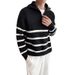Maglione a righe con cerniera a collo alto e mezza lunghezza, da uomo, autunno e inverno_voghion.com