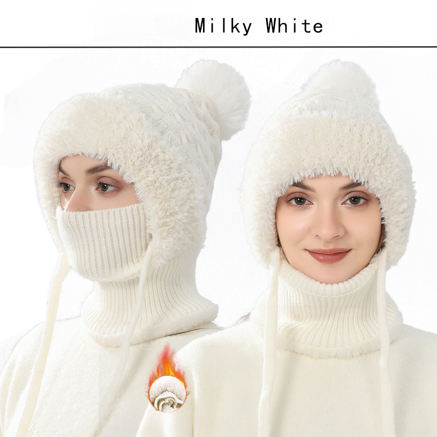 Scaldacollo invernale da donna TUME lavorato a maglia, in lana, per ciclismo all'aperto, antivento, foderato in pile, cappello integrato spesso_voghion.com