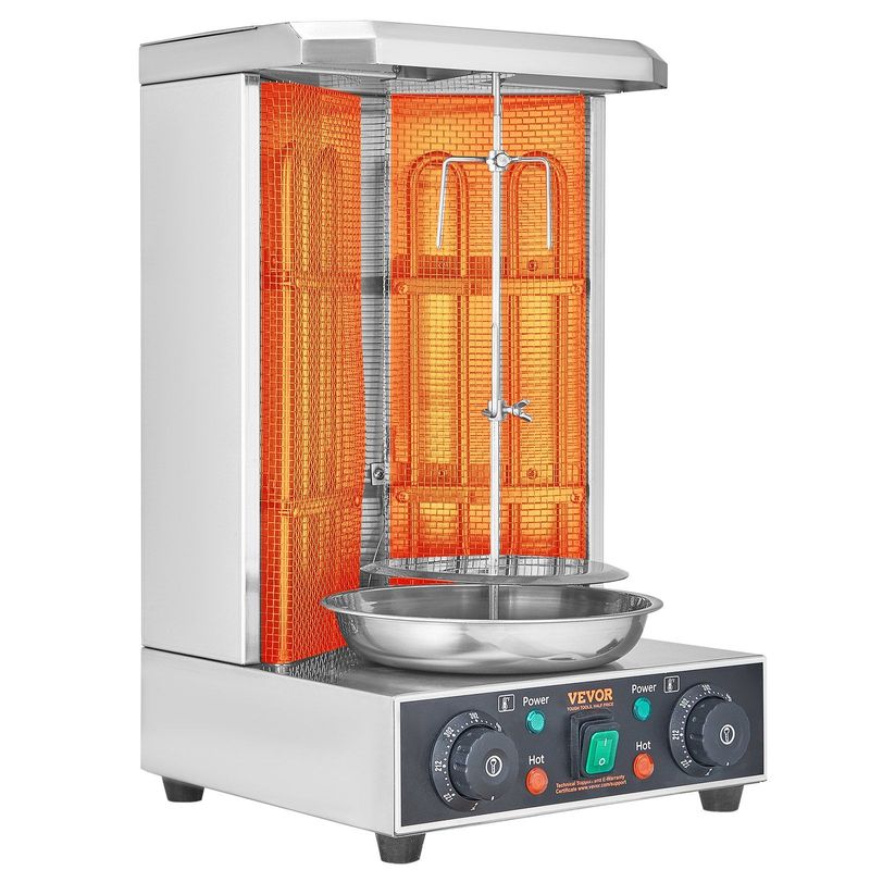 VEVOR Shawarma Grill Machine, 13 Lbs Capacity, Chicken Shawarma Cooker Machine With 2 Burners, Electric Vertical Broiler Gyro Rotisserie Oven Doner Kebab Machine, For Home Restaurant Kitchen Parties_voghion.com