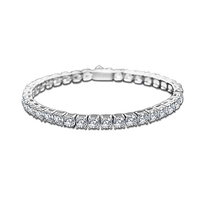Bracciale tennis in argento puro S 2,5M, 3M, 4M, 5M con moissanite di colore D, per uomo e donna, con zirconi_voghion.com