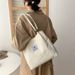 Canvas Bag Women's One-shoulder Korean-style ins Vintage Simple Artistic Corduroy Laid-back Style Large Capacity Portable Shopping Bag_voghion.com