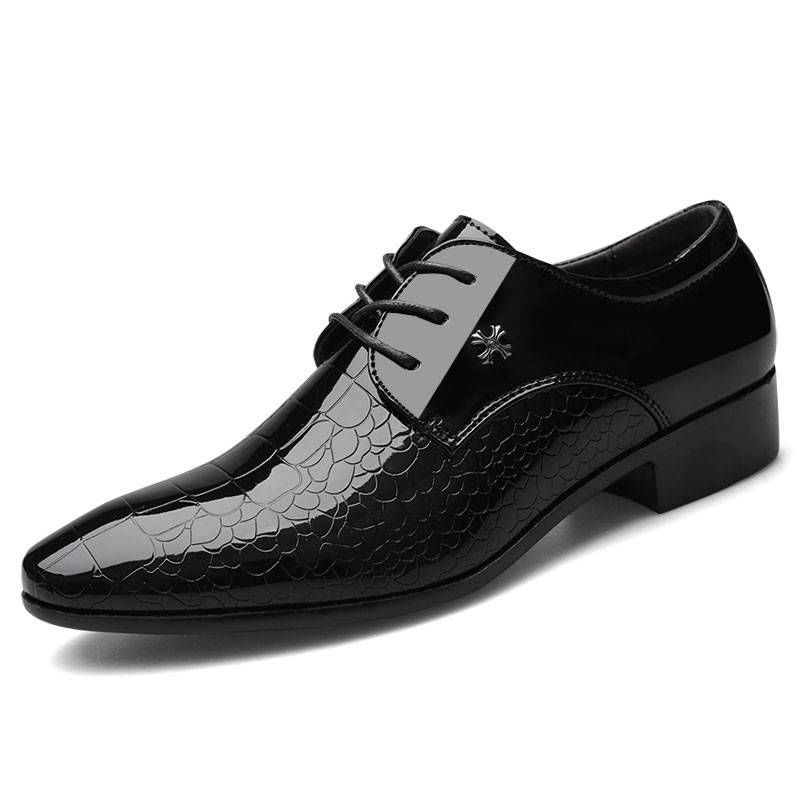 Sharp Pointed Leather Shoes, Popular Men's Shoes, Low Top Shoes, Glossy Surface_voghion.com