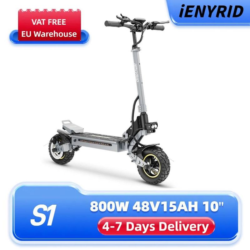 iENYRID S1 Elektroroller, 800-W-Motor, 48-V-15-Ah-Akku, 10-Zoll-Offroad-Reifen, 25 km/h Höchstgeschwindigkeit, 40 km Reichweite, Doppelscheibenbremsen_voghion.com