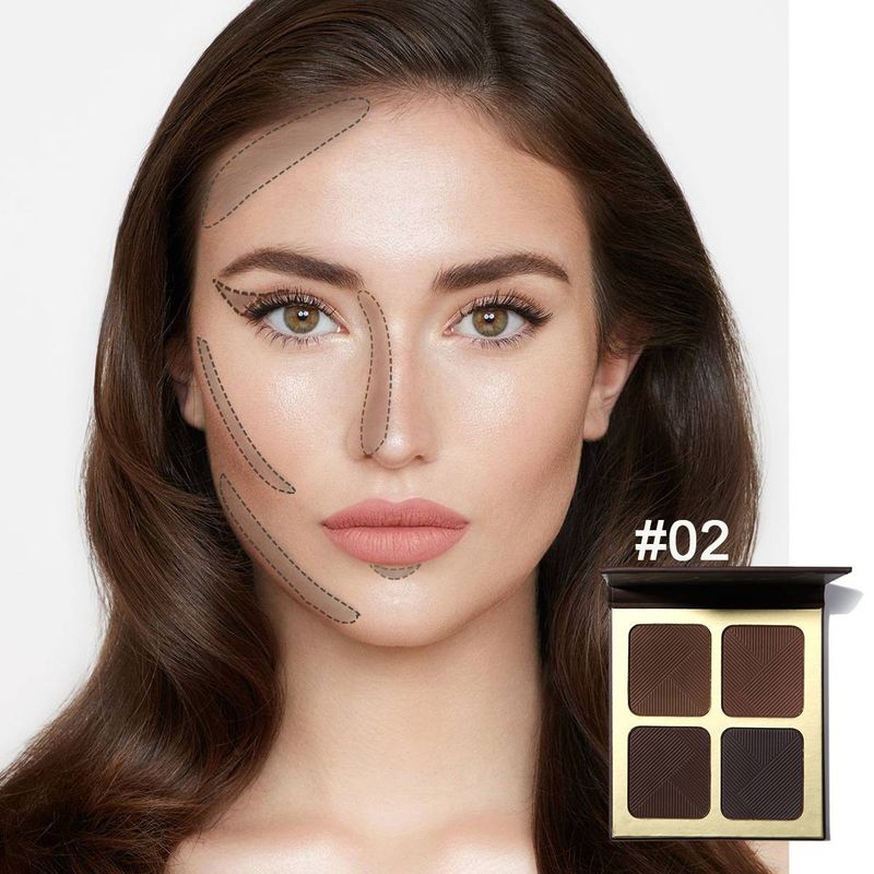 Bronzers & Highlighters Desert Highlight Contouring Tray Nose Shadow Four Color Three Dimensional Brightening Skin Tone Integrated Eye Shadow Tray_voghion.com