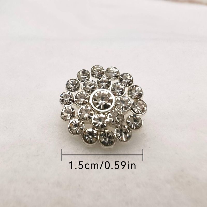 6pcs Silver And White Rhinestone Buttons, Metal Material, Clothing Accessories, Elegant Geometric Design With Diamonds, Suitable For Dress Shirts._voghion.com