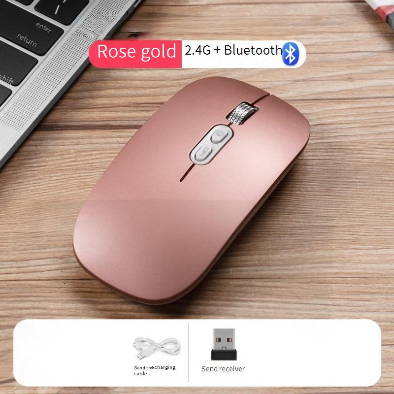 Wireless Silent Bluetooth Mouse For Laptop & Desktop, 1600DPI, 3 Adjustable DPI Levels, Ergonomic Design (White/Pink/Black/Silver/Gray/Rose Gold)​_voghion.com