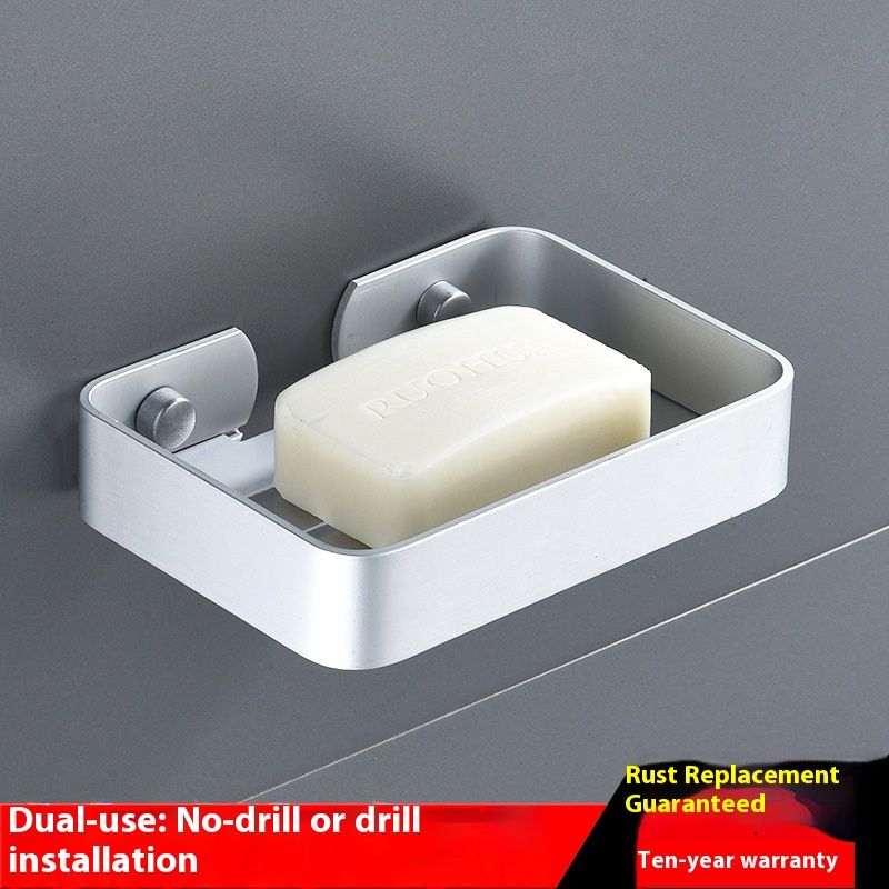 Aluminum Wall-Mounted Soap Dish With Drainage – Rustproof Shower Shelf For Bathroom, Modern Minimalist Design_voghion.com