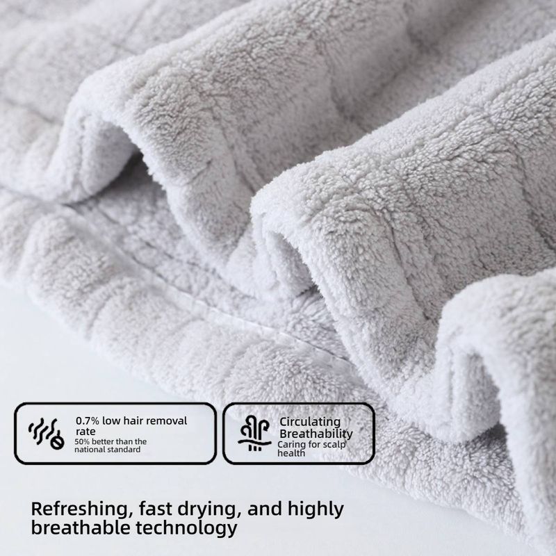 Bardzo długi i chłonny ręcznik do włosów – supermiękki z mikrofibry, szybkoschnący, antypoślizgowy dla kobiet i mężczyzn (wzór w kratkę, kolor szaro-beżowo-różowy)​_voghion.com