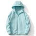 Spring And Autumn Couple Outfit Solid Color Simple Fashion Trendy Men Winter Cardigan Fleece Hooded Jacket Women_voghion.com