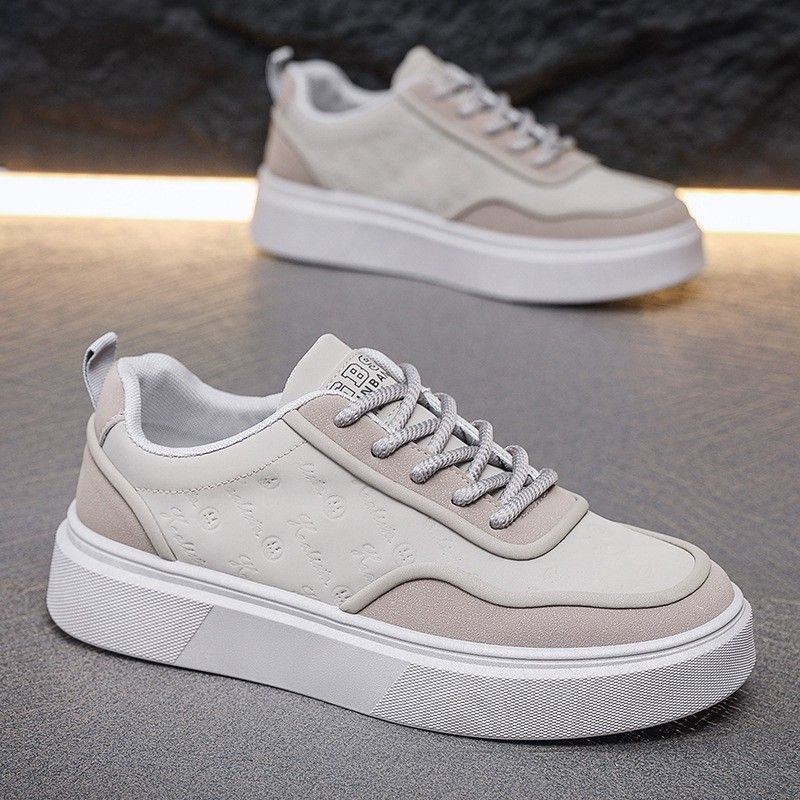 New men's casual sports shoes low top lace-up fashion with thick soles to increase men's shoes_voghion.com