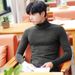 Autumn Winter New Solid Color Turtleneck Men Korean Style Trendy Half Knitted Wool Sweater Inner Layer Base Shirt_voghion.com