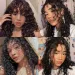 Jerry Curly Human Hair with Bangs Curly Wigs Water Wave Brazilian Remy Hair for Women Daily Use Machine Made Wig_voghion.com