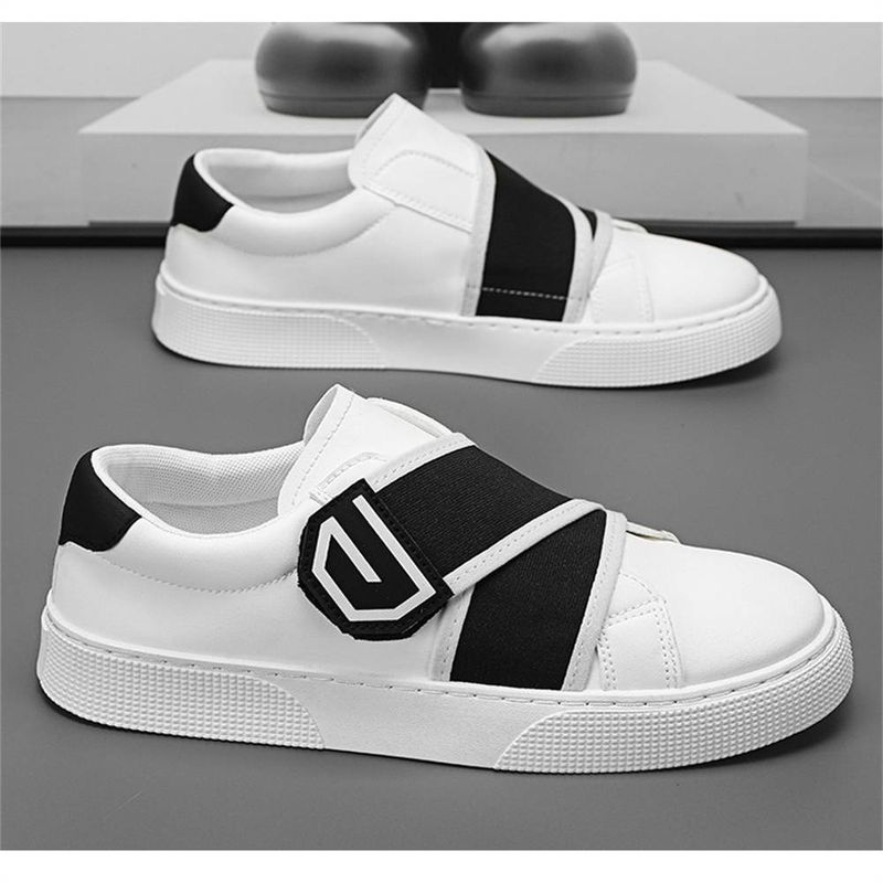 New 2025 Fashion Sneakers Men's Artificial Leather Splicing Velcro Casual Sports Running Shoes 39-44_voghion.com