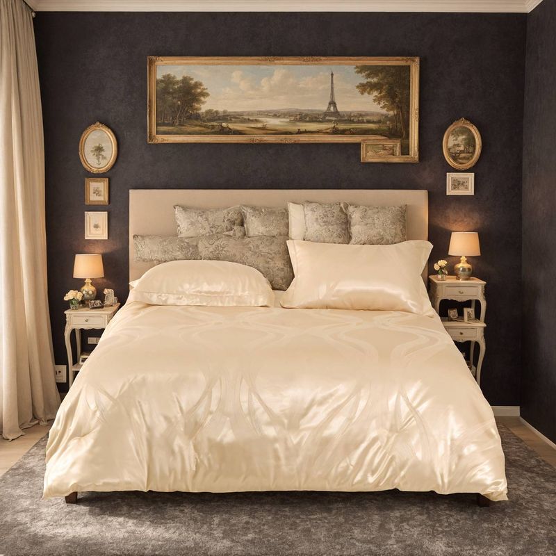 Luxurious Satin Microfiber Bedding Set Double-sided Jacquard Pattern, Super Soft King-size Duvet Cover With Pillowcases_voghion.com
