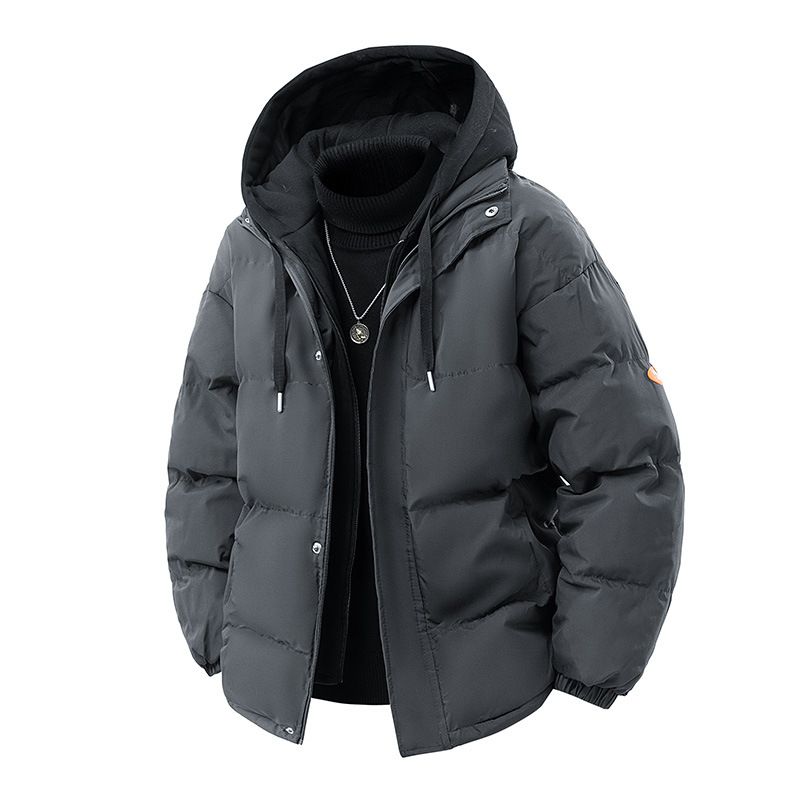 Men's Stylish Winter Hooded Jacket With Faux Layered Design, Lightweight Warm Polyester Puffer Coat Casual Streetwear (Black, Grey, Blue, Khaki)_voghion.com