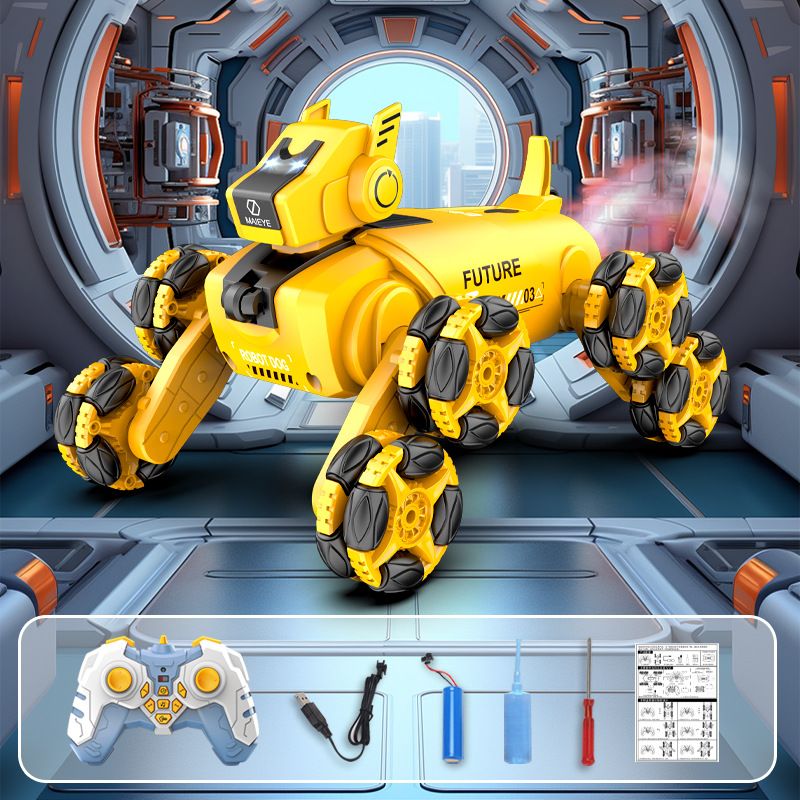 Cane robot elettrico intelligente per bambini, giocattolo telecomandato con telecomando, acrobatico e con rilevamento dei gesti, che si arrampica e si deforma_voghion.com