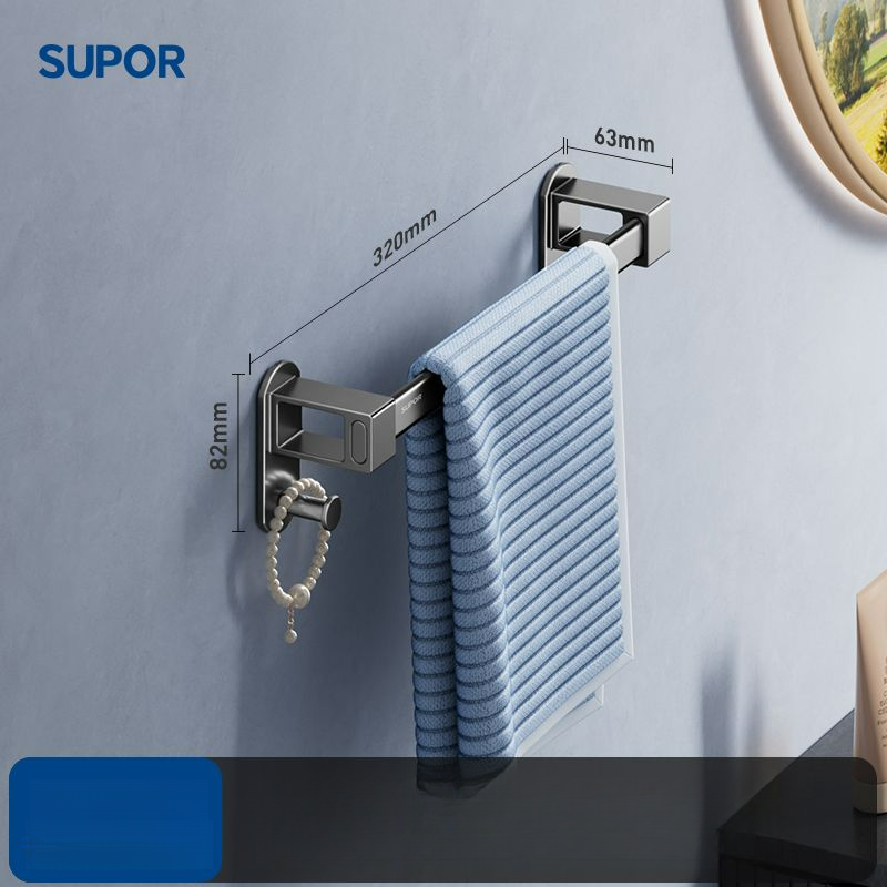 Supor Bathroom No Drilling 2025 Nuovo portasciugamani singolo, extra spesso, doppio, con asta di stoccaggio_voghion.com