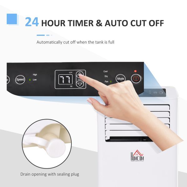 HOMCOM 8000 BTU Portable Air Conditioner, Built-in Cool, Dehumidifier, Fan Modes, With Remote Controller, LED Display, White_voghion.com