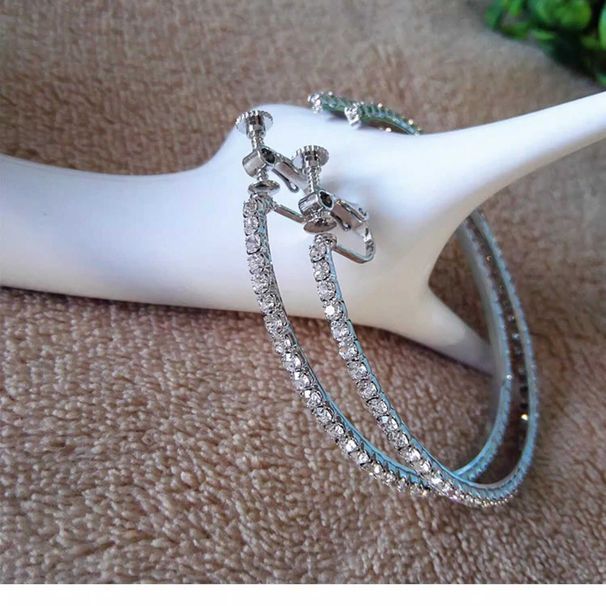 Orecchini grandi a clip a spirale non forati per donna con strass, moda coreana, cerchio rotondo, esagerato, 2024_voghion.com