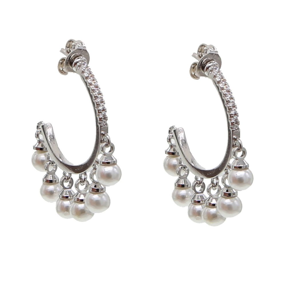 Women's Jewelry Elegant Pearl Earrings In Gold And Silver, Geometric Design For Wedding And Special Occasions Ladies Wedding Earrings Accessories_voghion.com