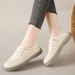 Flat bottomed casual two lazy white women's autumn new item, one foot on small leather shoes, soft sole, comfortable_voghion.com