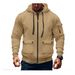 Autumn And Winter Men's Hooded Pocket Zipper Casual Plus Velvet Sweater Solid Color Jacket_voghion.com