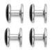 Kelly Waters Rhodium-plated Black Epoxy Four Piece Tuxedo Studs Set_voghion.com