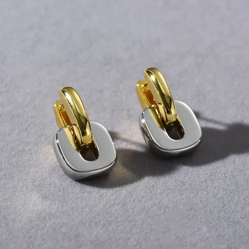 Orecchini quadrati geometrici da donna in oro e argento, orecchini vintage minimalisti da donna_voghion.com