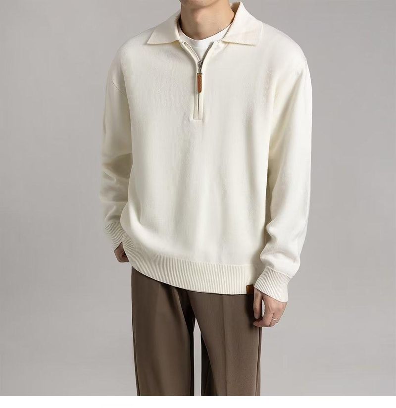 Polo a maniche lunghe con mezza cerniera, novità uomo primavera e autunno, giacca maglione con colletto_voghion.com