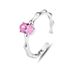 S Silver Women's Small and High end Luxury Ins Fashion Personalized Round Openi Adjustment Pink Diamond Bamboo Knot_voghion.com