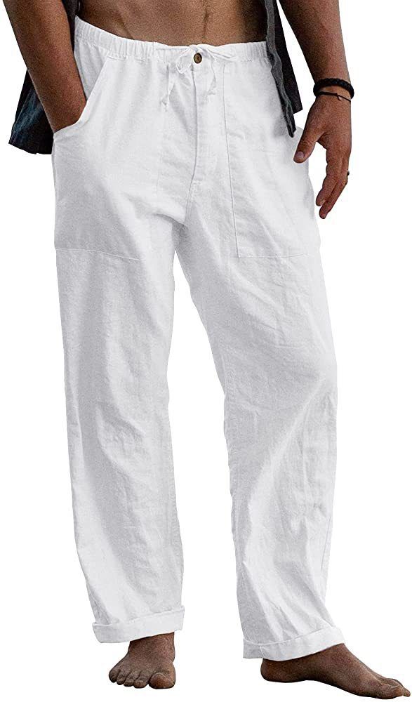 Pantalon décontracté en coton et lin pour homme, grande taille, respirant, couleur unie, sport, Fitness, Streetwear, nouvelle collection, S-5XL_voghion.com