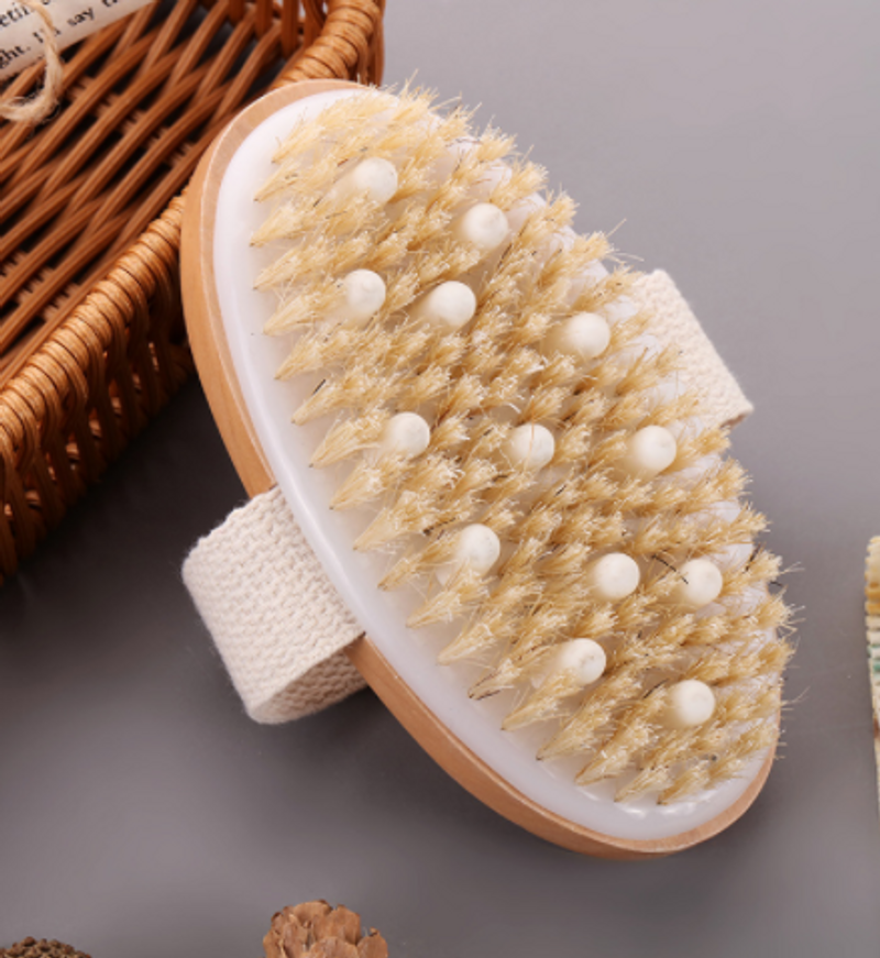Bristle brush, massage bath brush, hand-held body brush, bath brush, round bath brush, and wood bath brush_voghion.com