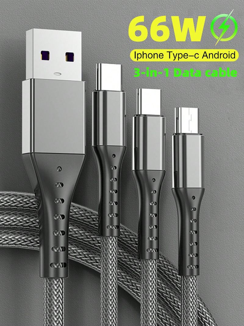 Multi-Charging 3-in-1 Cables: Superior Durability, Type-C Fast Charging, Perfect For IPhones, Android Phones, And Tablets Unleash The Power With_voghion.com