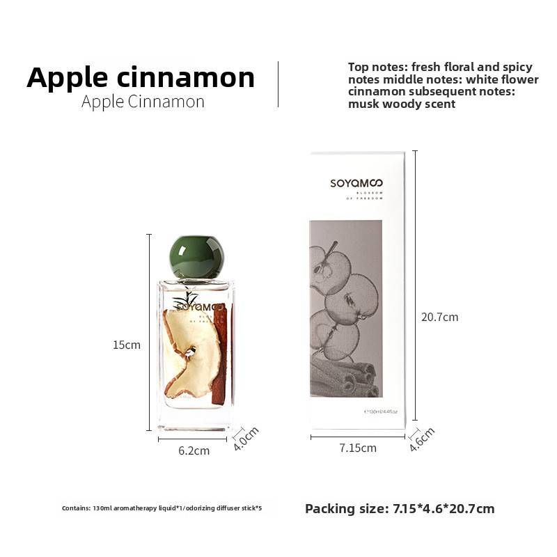Premium vlamloze rietverspreider - 130 ml natuurlijk aroma voor thuis, spa en cadeaus, langdurige appel-kaneel-, bamboebos- en rozenoud-geuren_voghion.com