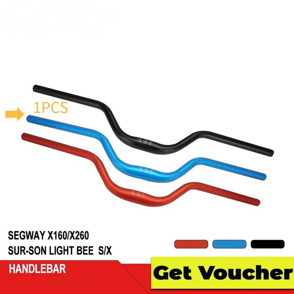 Guidão de motocicleta de liga de alumínio - Guidão de bicicleta off-road de altura elevada para maior controle e conforto (74 x 11 x 4 cm, preto/vermelho/azul)_voghion.com