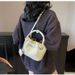 Spring New Personalized Solid Color Folding Drawstring Beaded Bow Shoulder Crossbody Bag_voghion.com