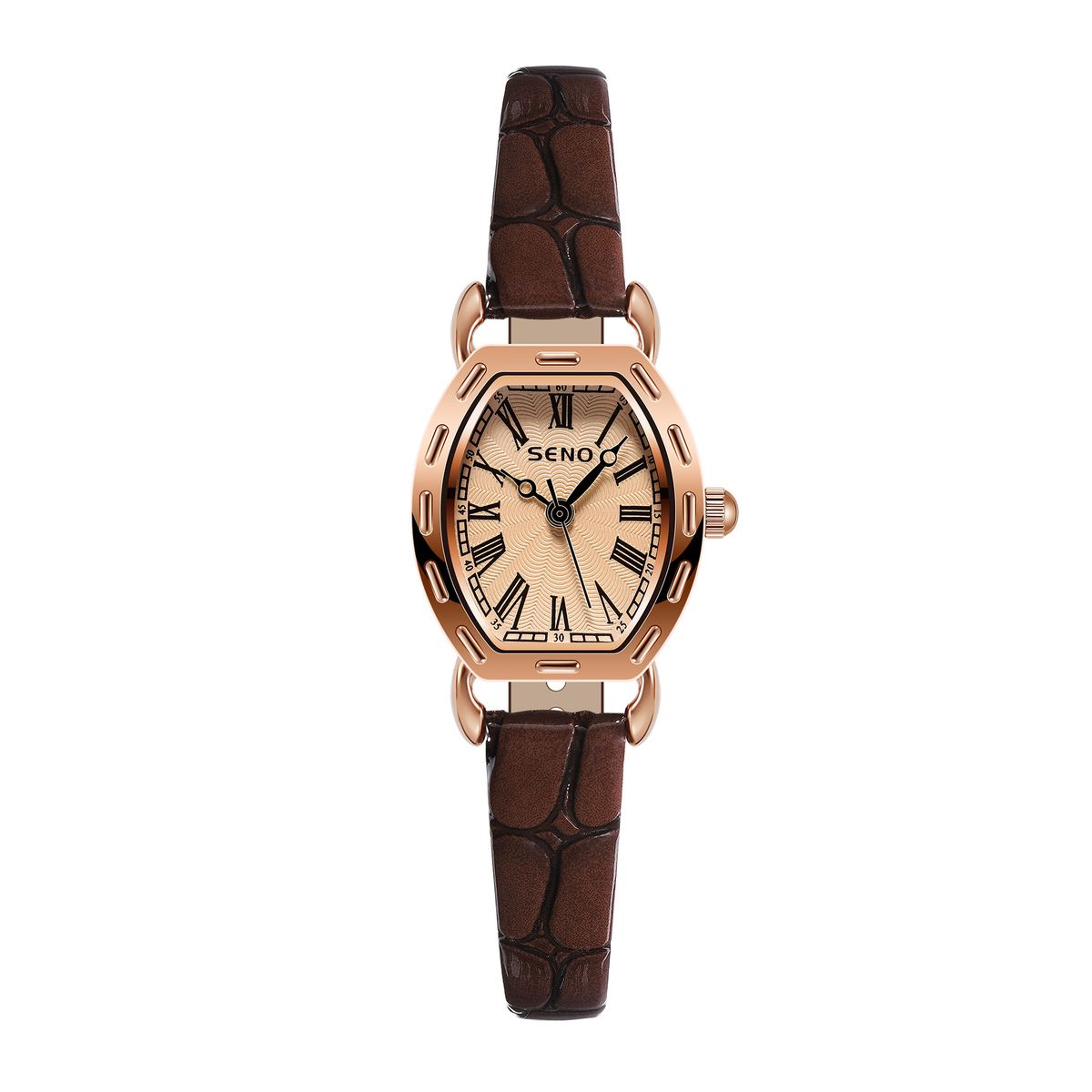 SENO Retro Small Wine Barrel Watch Business Women's Belt Temperament Small Square Watch Quartz Movement Women's Watch_voghion.com