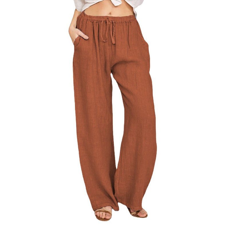 Women's Clothing Solid Color Casual Pants Loose Versatile Long Pants_voghion.com