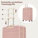 Ensemble de valises rigides en ABS rose avec roulettes pivotantes et cadenas, tailles M-L-XL, trousse de toilette incluse_voghion.com