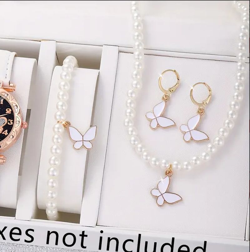 Pearl Jewelry suit Girl All-match Butterfly Love Necklace Bracelet Earrings suit_voghion.com