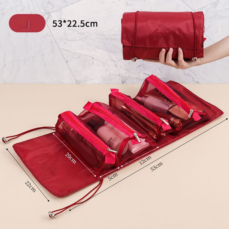 Damentaschen Gebrauchsfertige, abnehmbare 4-in-1-Kosmetiktasche, multifunktionale, faltbare Netztasche, Kulturbeutel, tragbare, hängende Reiseaufbewahrungstasche_voghion.com
