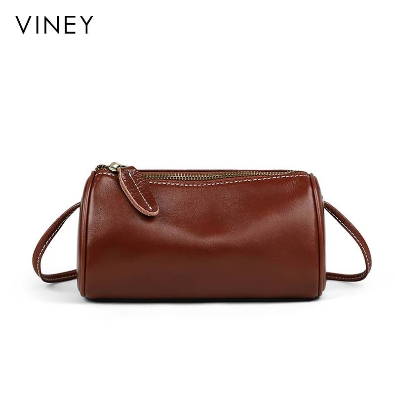 VINEY Bag Ladies 2025 New Women's Bag Messenger Bag Genuine Leather Pillow Bag Cylindrical Bag Women's Fashion Shoulder Bag_voghion.com