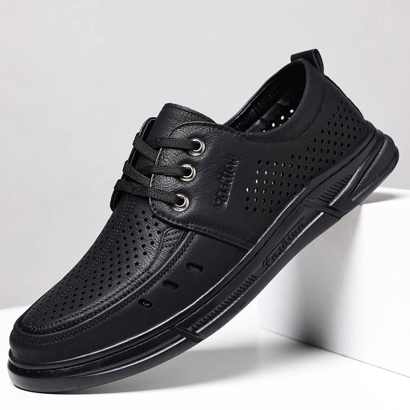 Zapatos de vestir para hombre, formales, de negocios, Oxford, de charol, con cordones, cómodos y puntiagudos._voghion.com